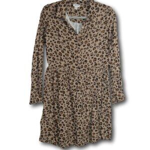 Womens Cherokee Cheetah Print L/S Dress XL (14/16)